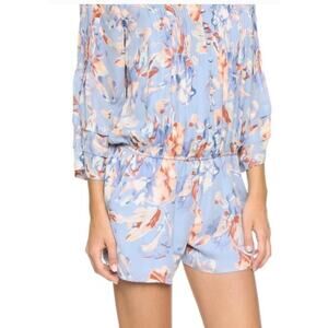 Joie blue floral flutter silk sleeve romper in Dusk - Large